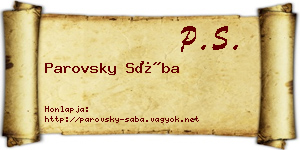 Parovsky Sába névjegykártya